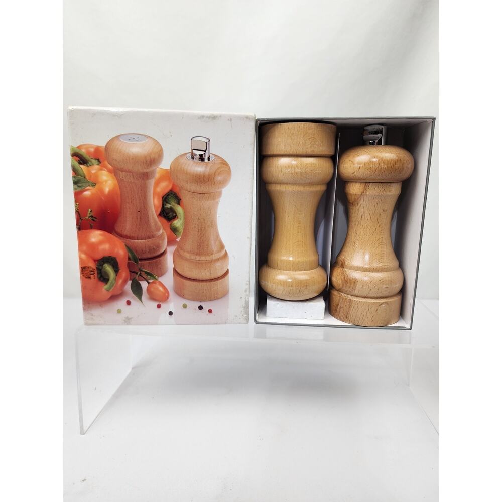 Olde Thompson Salt & Pepper Mill Ginder 6" Shakers Natural Beechwood New In Box